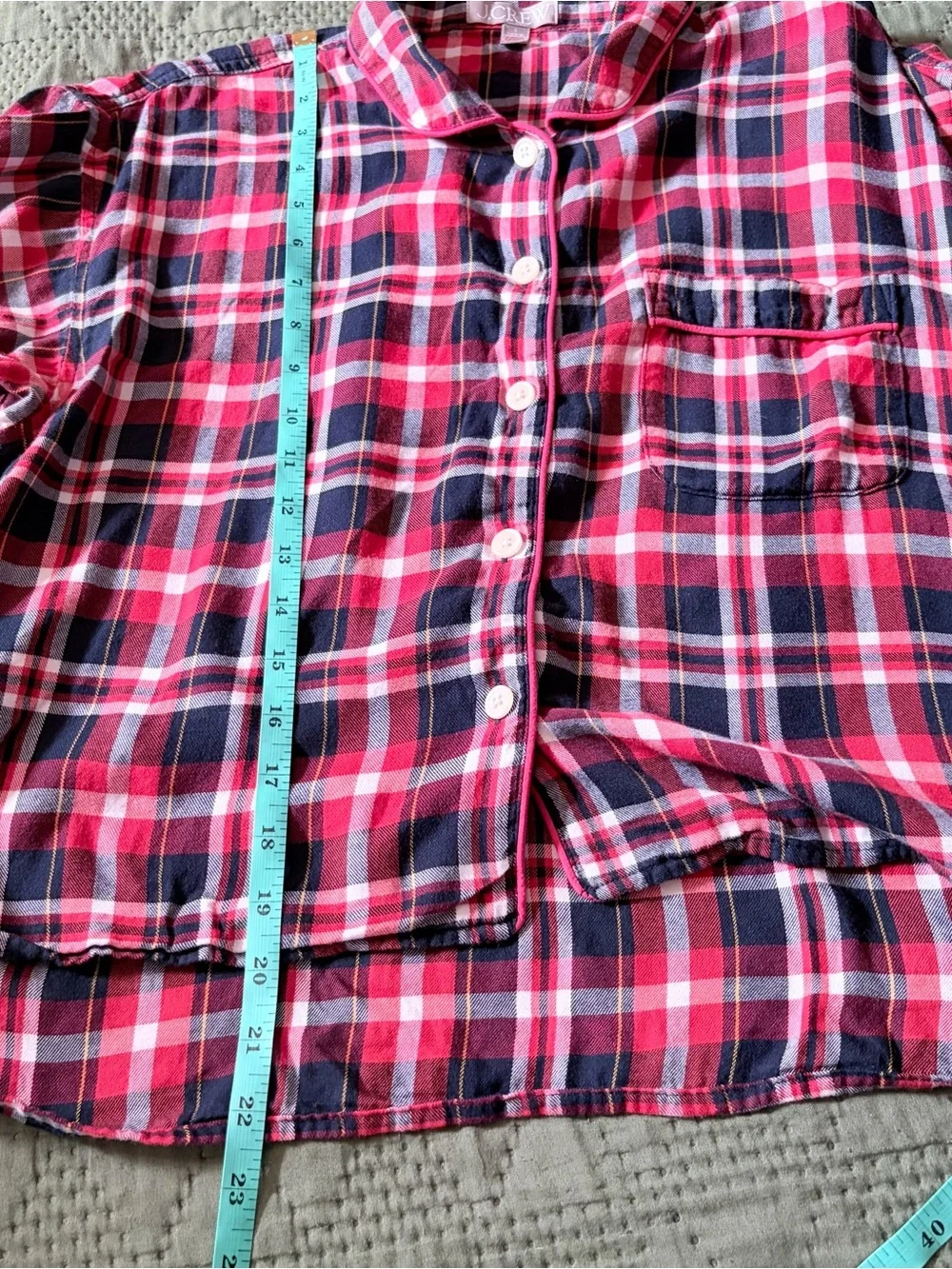 J.Crew Plaid Pajama Flannel Set Women Small Red Navy Blue Cotton NWOT